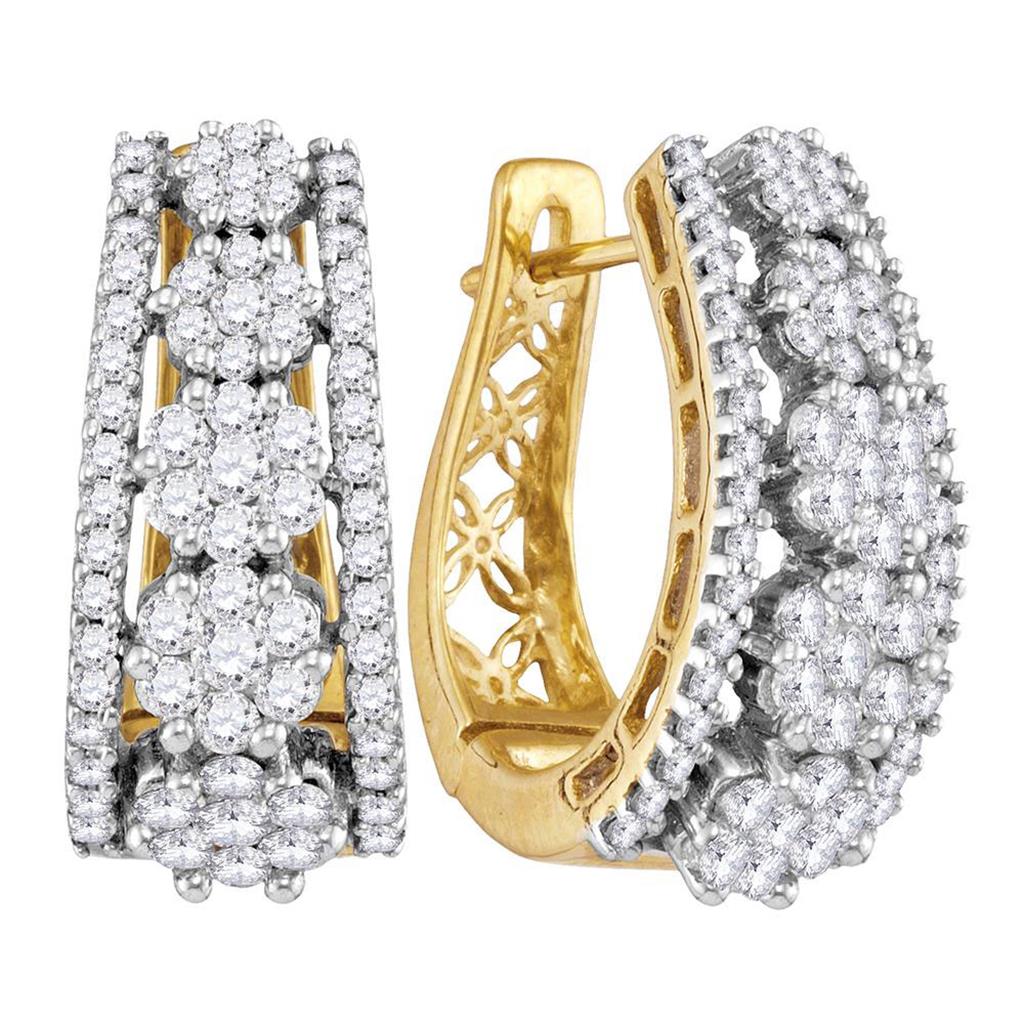 2 CT-Diamond FLOWER FASHION HIGH HOOPS EARRING