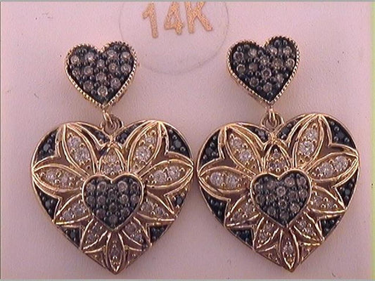 1/2CTW-Diamond BLACK HEART EARRINGS