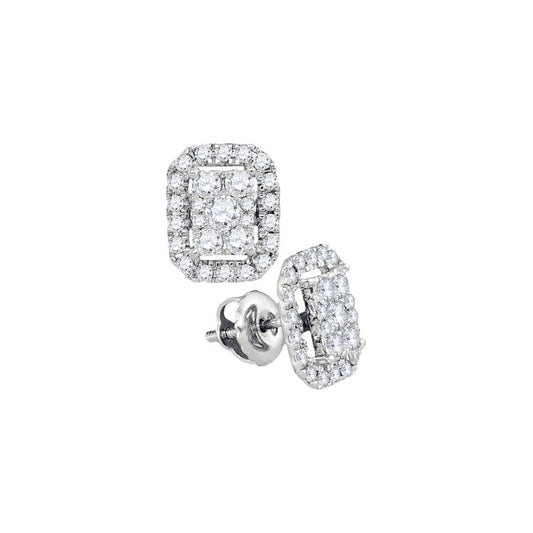 14k White Gold Diamond Cluster Fashion Earrings 3/4 Cttw
