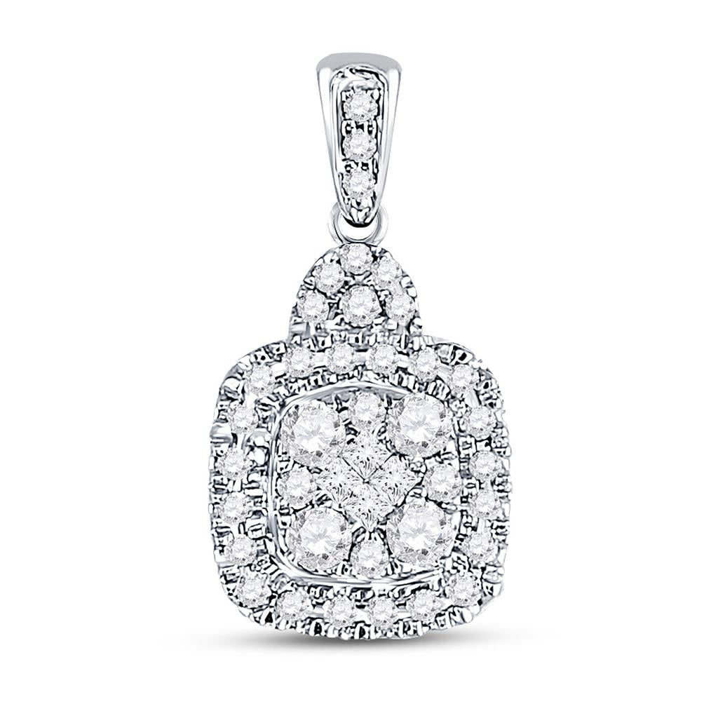 14k White Gold Round Diamond Fashion Dangle Earrings 1/2 Cttw