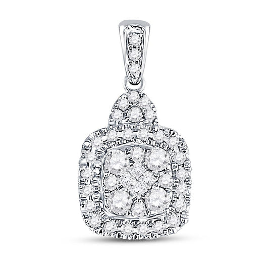 14k White Gold Round Diamond Fashion Dangle Earrings 1/2 Cttw