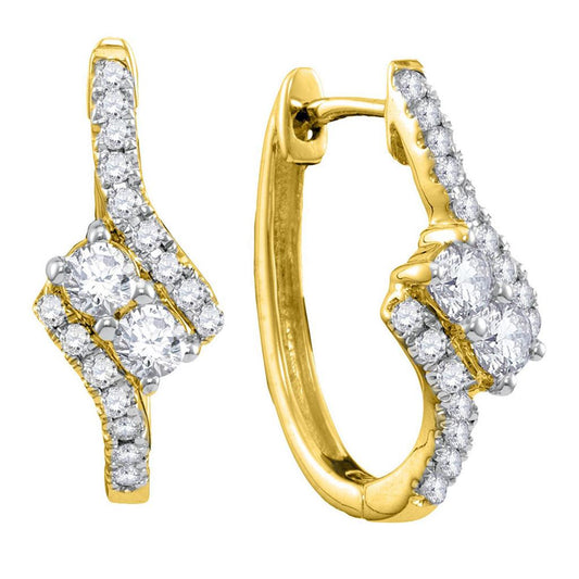 14k Yellow Gold Round Diamond Bypass 2-stone Earrings 1/2 Ctw
