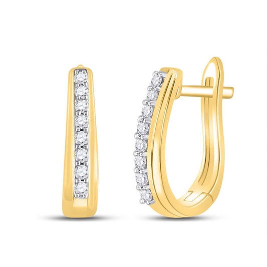 10k Yellow Gold Round Diamond Hoop Earrings 1/4 Cttw