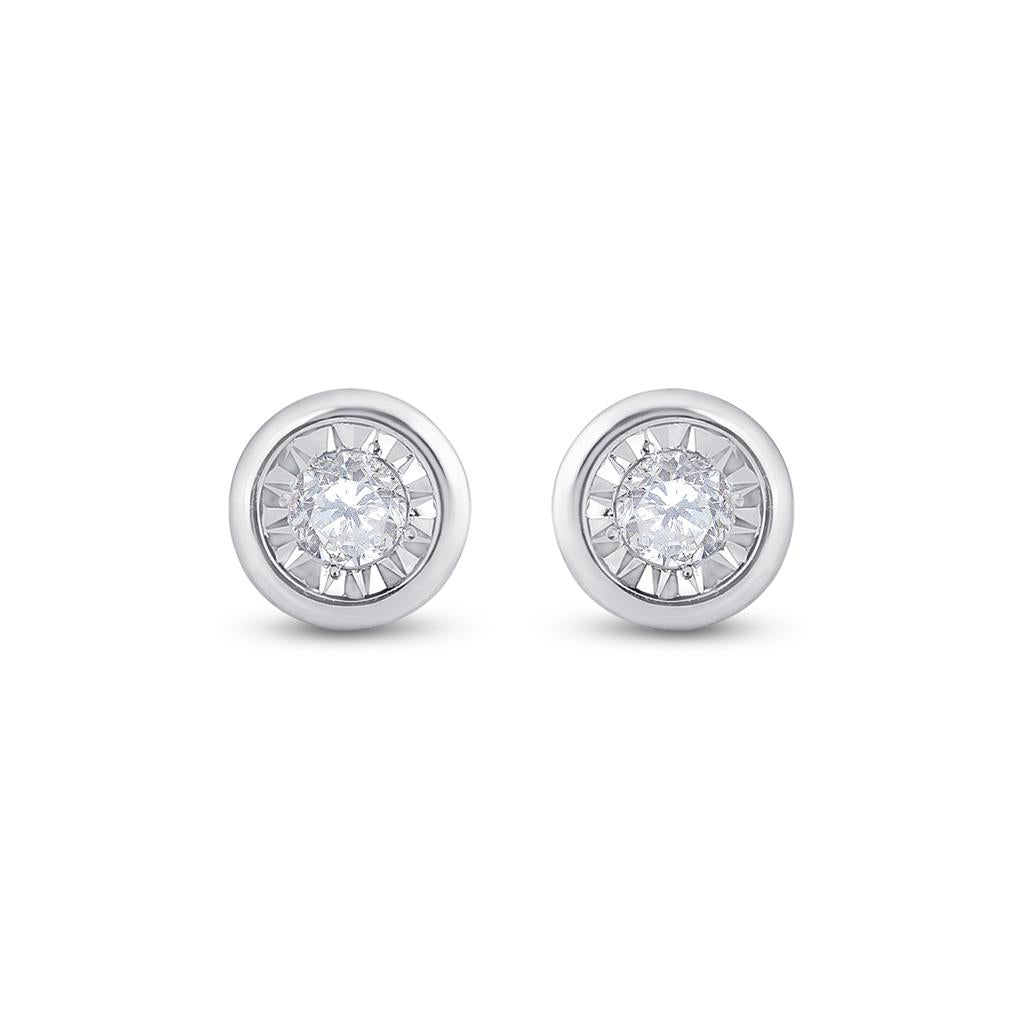 14k White Gold Round Diamond Solitaire Stud Earrings 1/4 Cttw