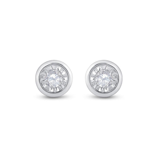14k White Gold Round Diamond Solitaire Stud Earrings 1/4 Cttw