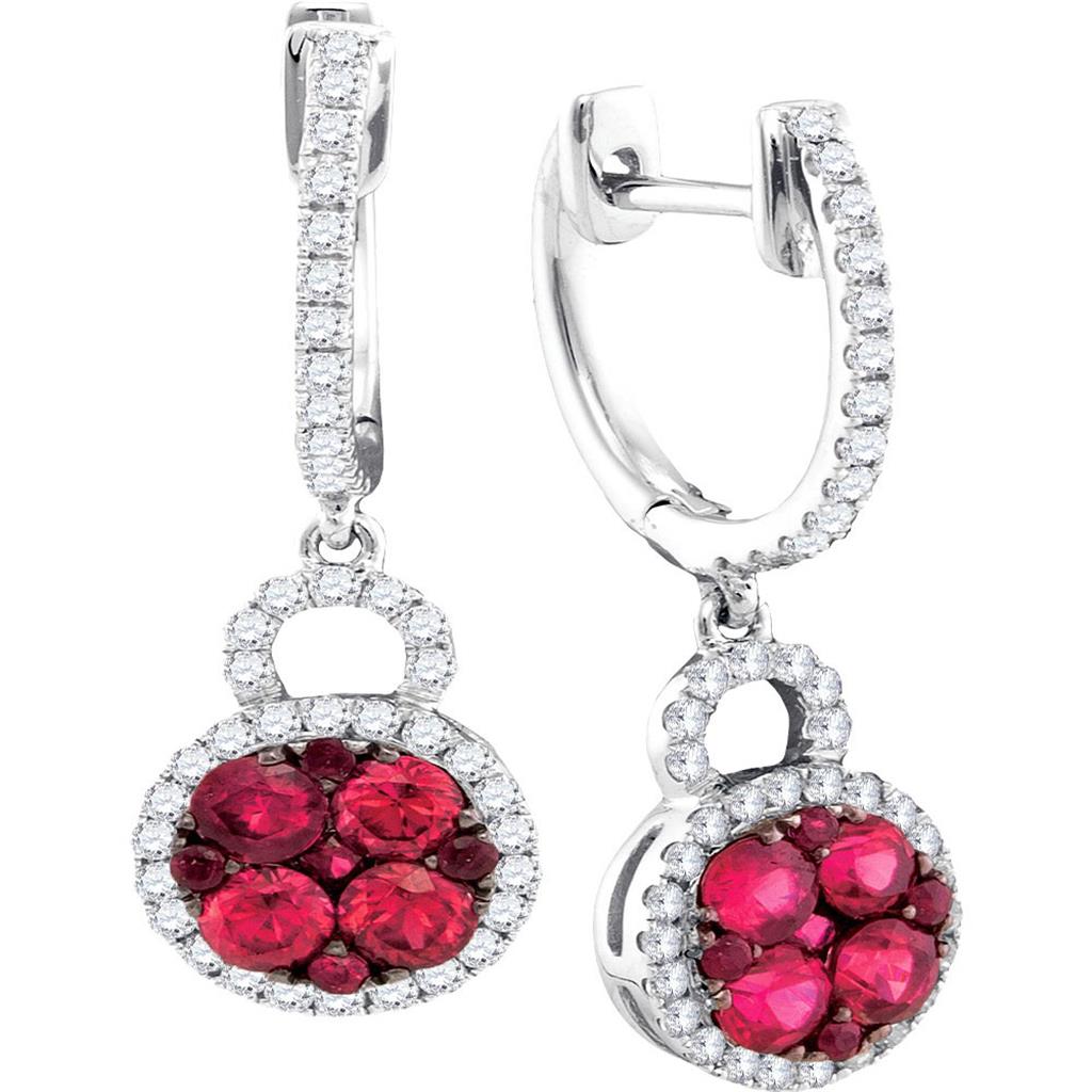 1/2CTW-Diamond 7/8(MIN)CT RUBY EARRING