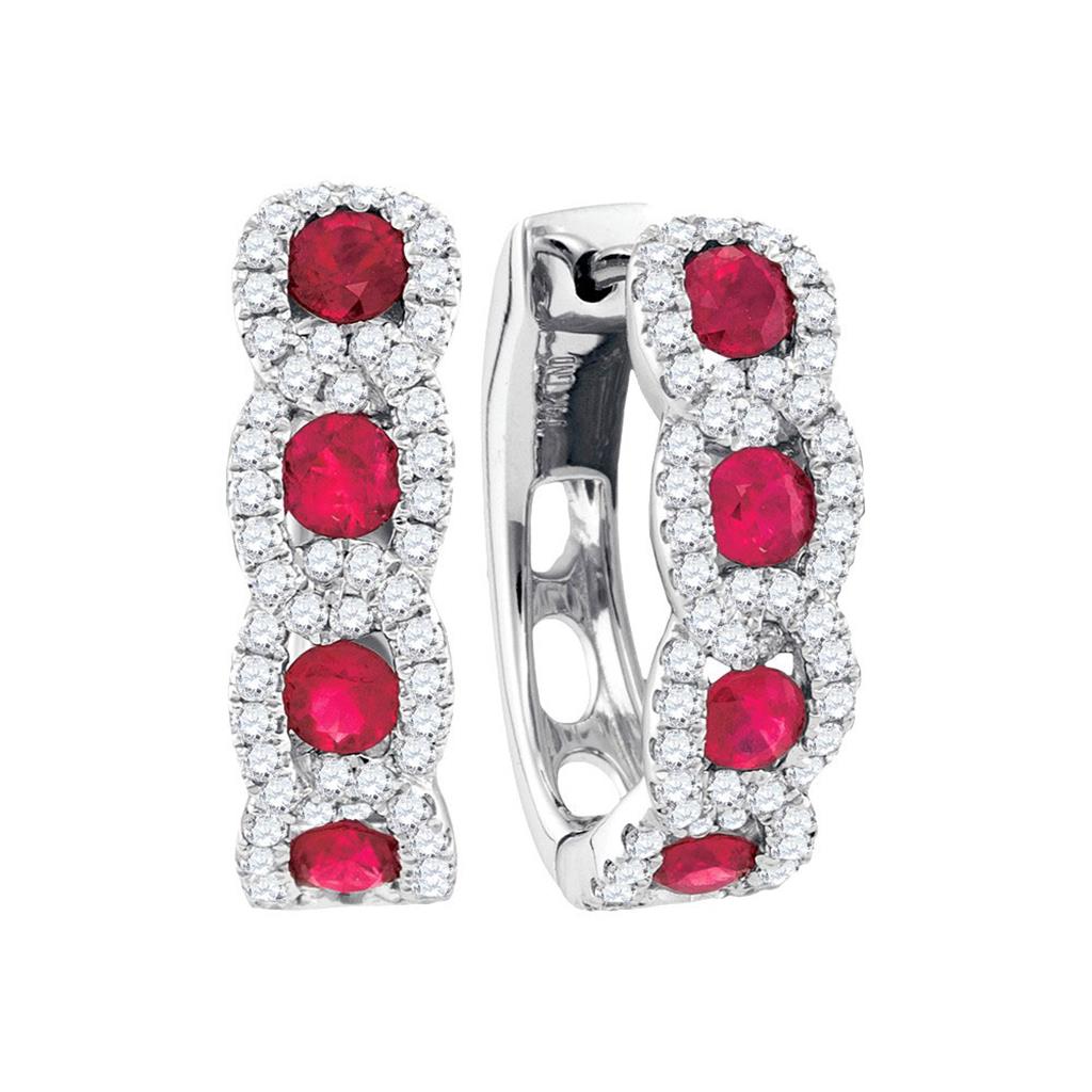 5/8CTW-Diamond 1 CT-RUBY HOOPS