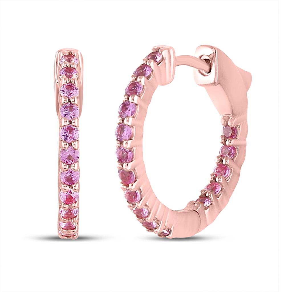 1 1/5CTW-Diamond PINK SAPPHIRE HOOPS