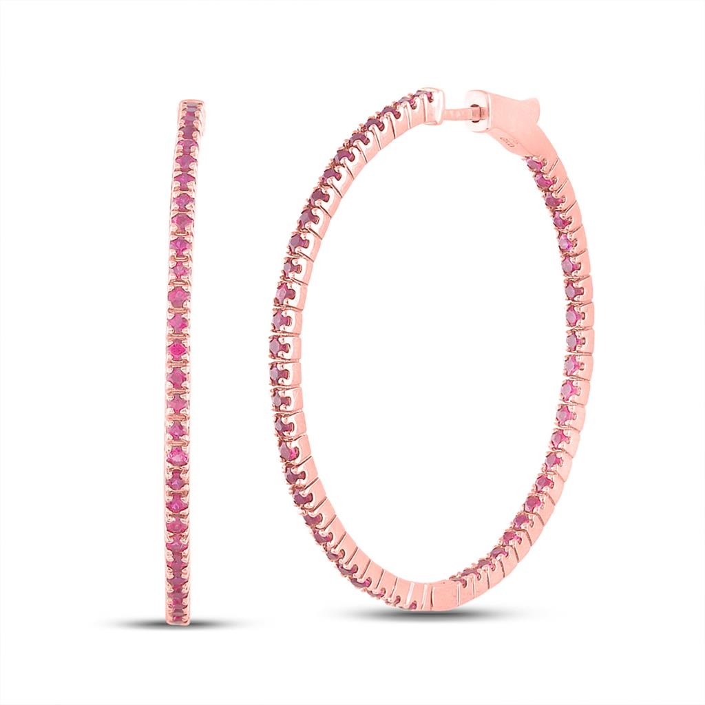 2  7/8CTW-Diamond RUBY HOOPS