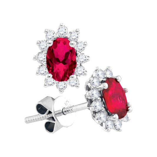 3/8CTW-Diamond 1 (MIN)CT RUBY EARRINGS