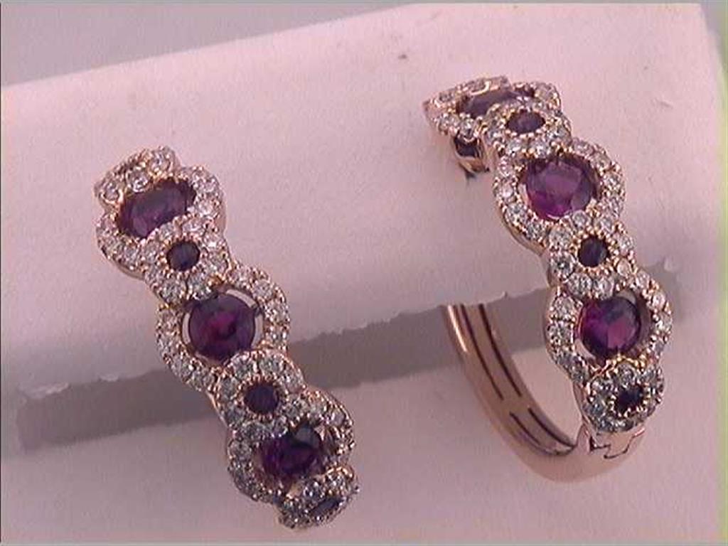 5/8CTW-Diamond 7/8 CT-RUBY HOOPS