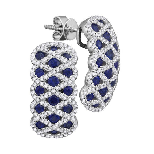 5/8CTW-Diamond 1 1/3CT-SAPPHIRE EARRINGS