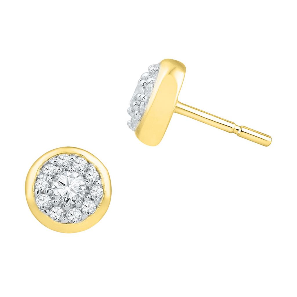 10k Yellow Gold Round Diamond Cluster Earrings 3/8 Cttw