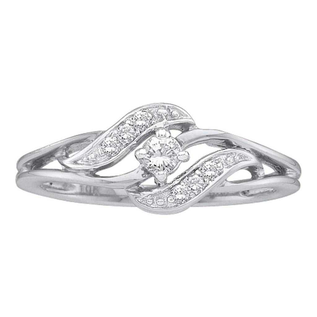 14k White Gold Round Diamond Solitaire Bridal Engagement Ring 1/6 Cttw