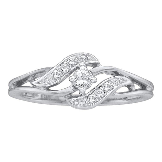 14k White Gold Round Diamond Solitaire Bridal Engagement Ring 1/6 Cttw