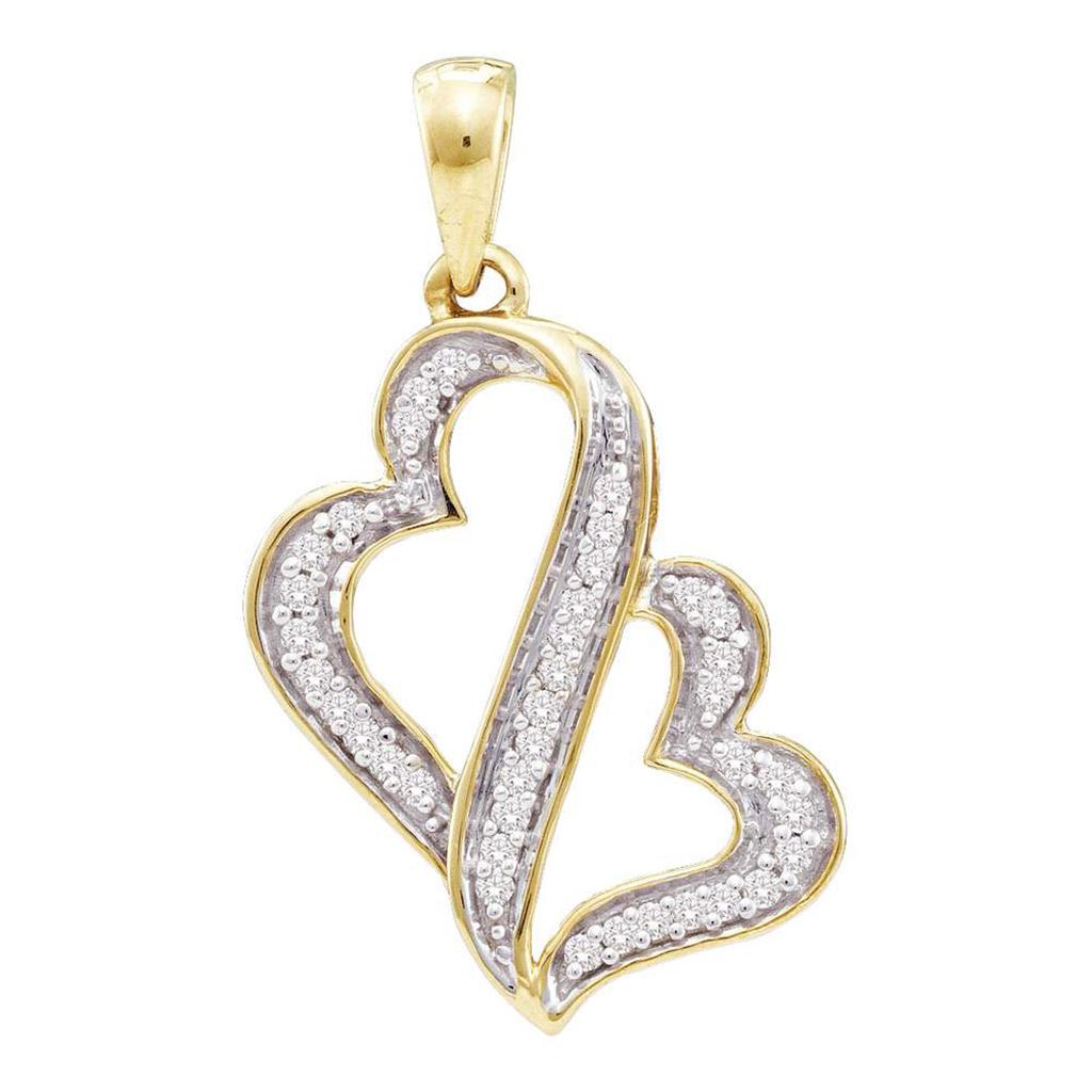 10k Yellow Gold Round Diamond Heart Pendant 1/6 Cttw