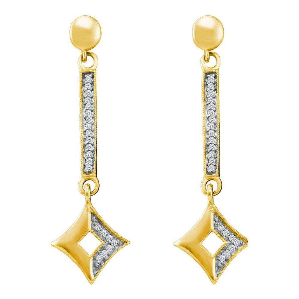 10k Yellow Gold Round Diamond Dangle Earring