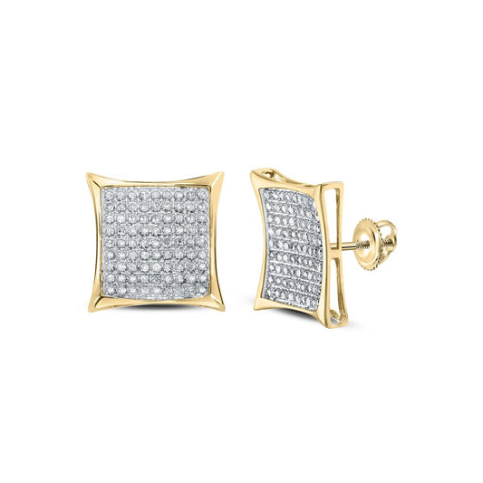 10k Yellow Gold Round Diamond Square Earrings 1/2 Cttw