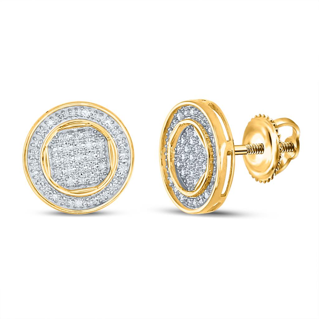 10k Yellow Gold Round Diamond Circle Earrings 1/4 Cttw
