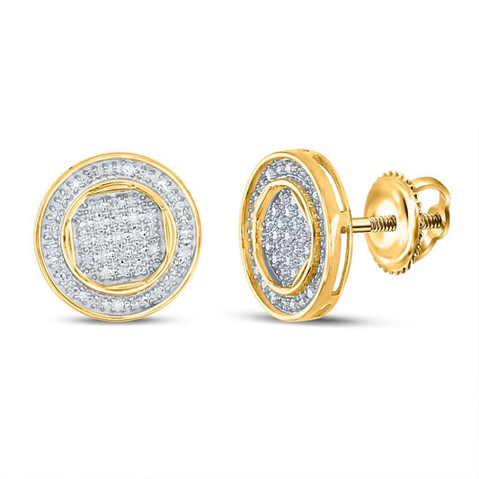 10k Yellow Gold Round Diamond Circle Earrings 1/4 Cttw