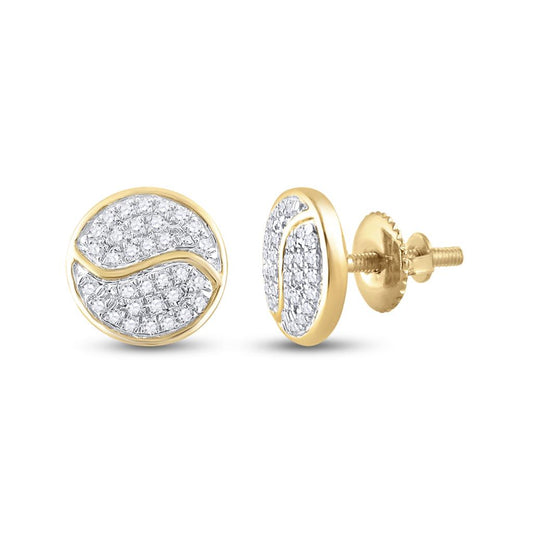 10k Yellow Gold Round Diamond Circle Earrings 1/4 Cttw