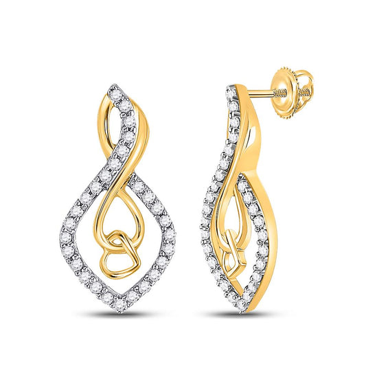 10k Yellow Gold Round Diamond Fashion Earrings 1/5 Cttw