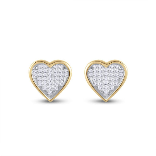 10k Yellow Gold Princess Diamond Heart Earrings 1/3 Cttw