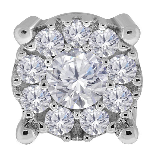 14k White Gold Round Diamond Halo Earrings 3/4 Cttw