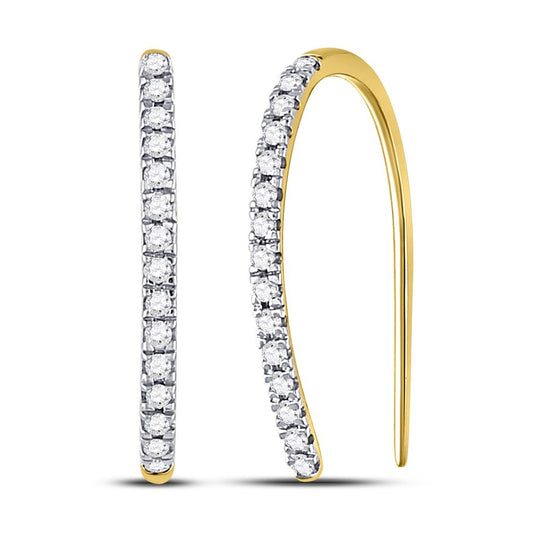 10k Yellow Gold Round Diamond Hoop Earrings 1/4 Cttw