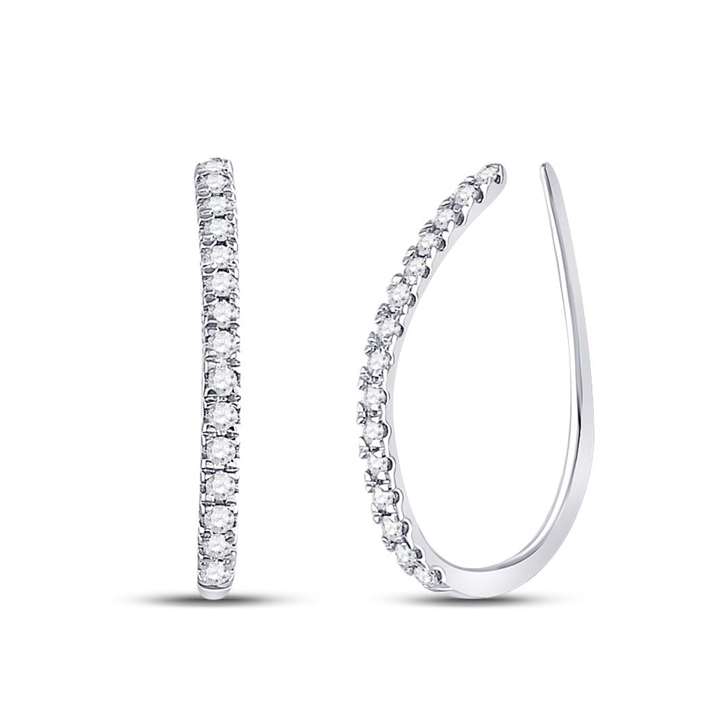 1/4CT-Diamond FASHION HIGH HOOPS EARRING