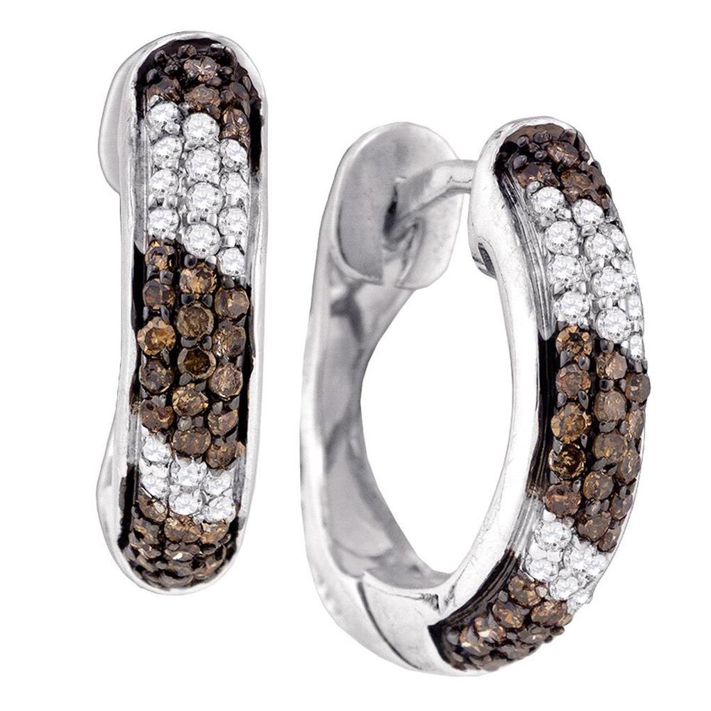 5/8CTW-Diamond NATURAL BROWN HOOP EARRING