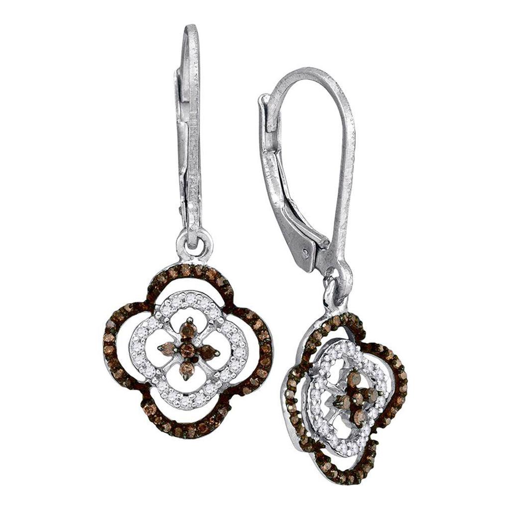 1/3CTW-Diamond COGNAC NATURAL BROWN DANGLING  EARRING