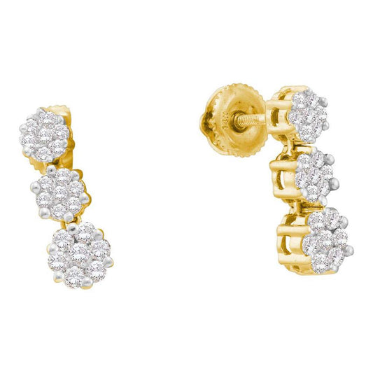 3/4CTW-Diamond FLOWER EARRINGS(HE)