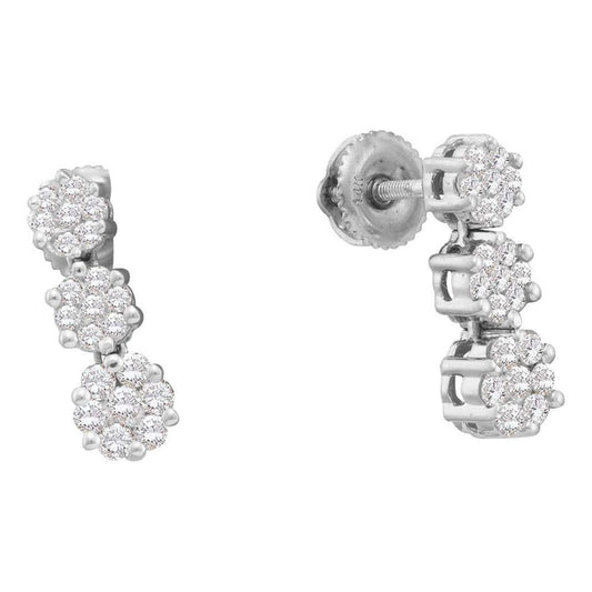 3/4CTW-Diamond FLOWER EARRINGS(HE)