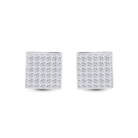 14k White Gold Princess Diamond Square Earrings 1-1/2 Cttw