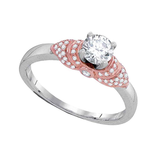 14k White Gold Round Diamond Bridal Wedding Ring Set 3/4 Cttw