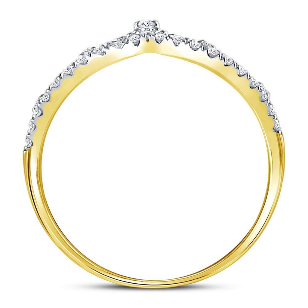 10kt Yellow Gold Round Diamond Crown Tiara Fashion Band Ring 1/5 Cttw
