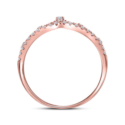 10kt Rose Gold Round Diamond Crown Tiara Fashion Band Ring 1/5 Cttw