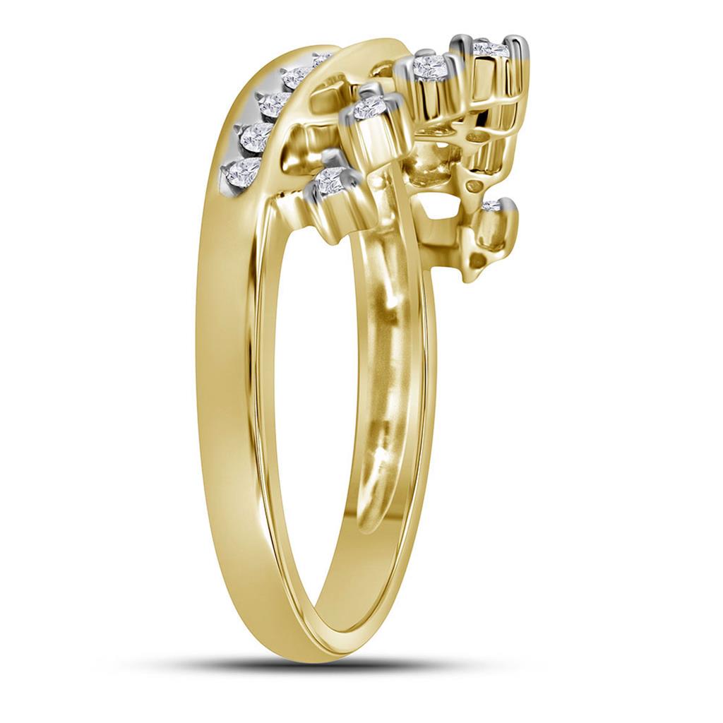 10k Yellow Gold Round Diamond Crown Tiara Band Ring 1/5 Cttw