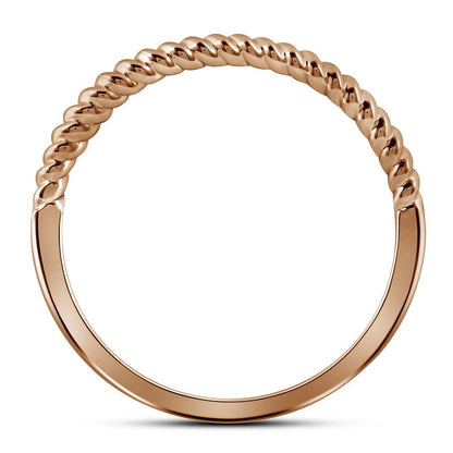 10k Two-tone Gold Round Diamond Stackable Rope Band Ring 1/5 Cttw