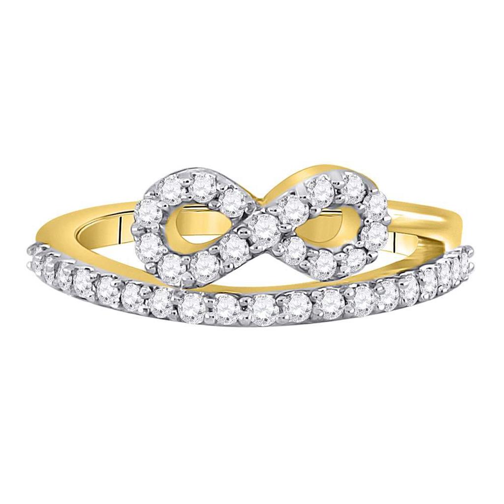10k Yellow Gold Round Diamond Woven Infinity Band Ring 1/2 Cttw