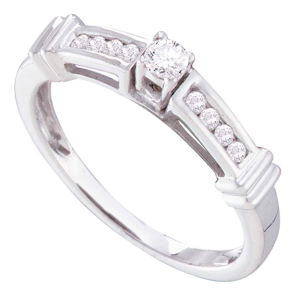 14k White Gold Round Diamond Solitaire Bridal Engagement Ring 1/4 Cttw