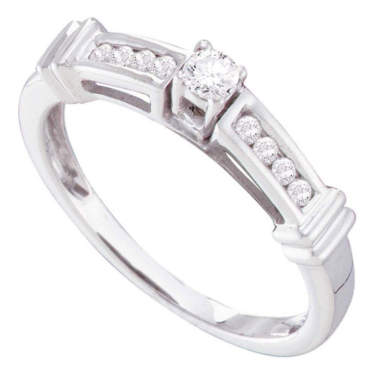 14k White Gold Round Diamond Solitaire Bridal Engagement Ring 1/4 Cttw