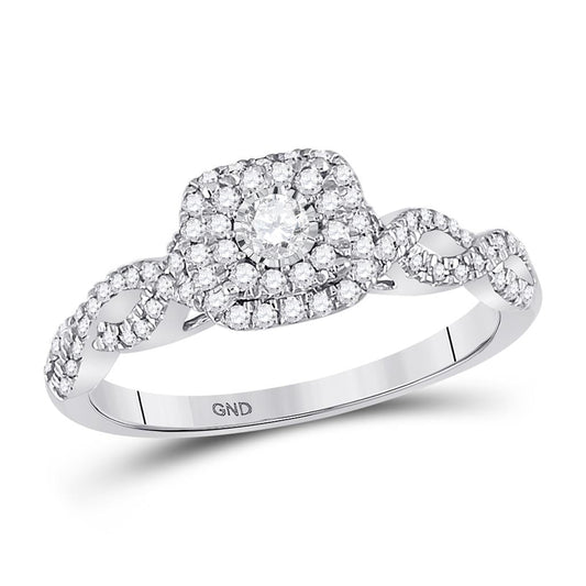 14k White Gold Round Diamond Solitaire Bridal Engagement Ring 1/3 Cttw