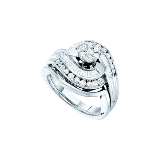 3/4CTW-Diamond FLOWER BRIDAL SET