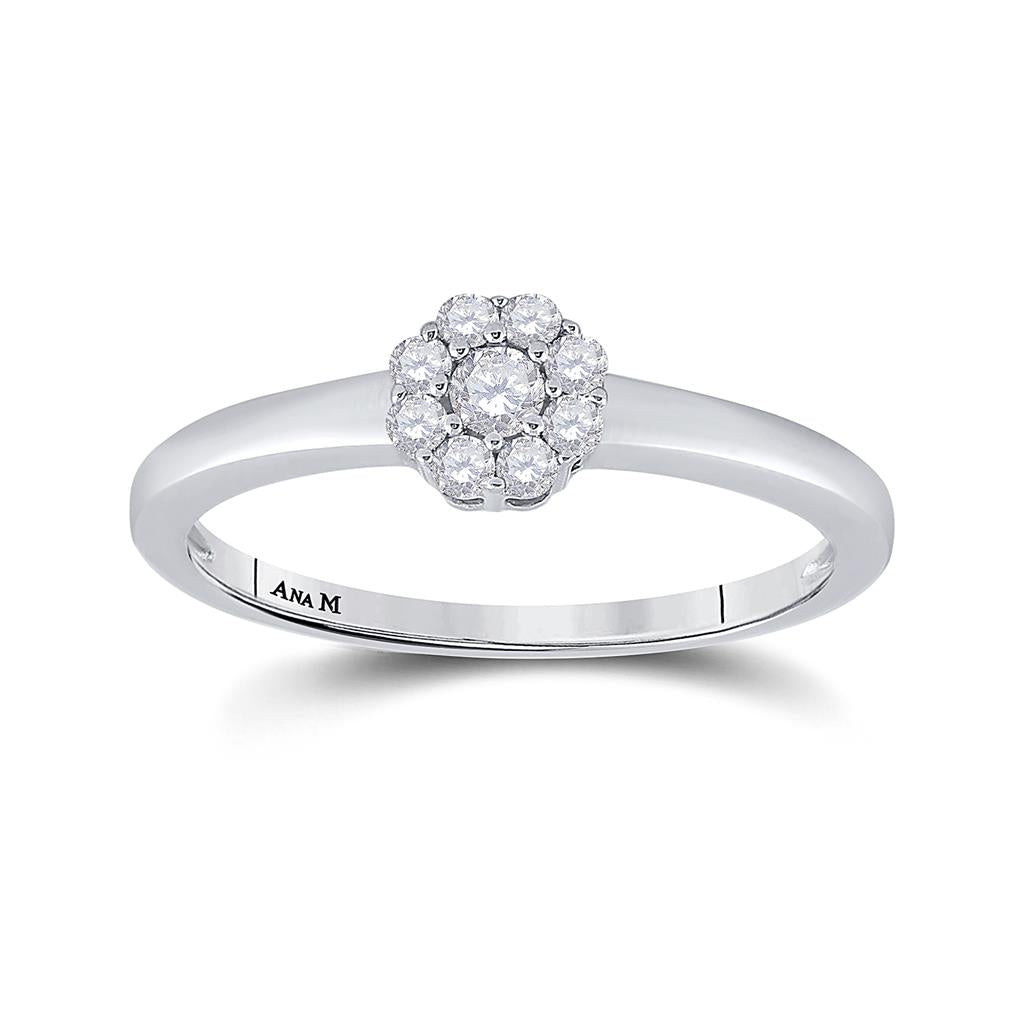 14k White Gold Diamond Bridal Engagement Ring 1/5 Cttw