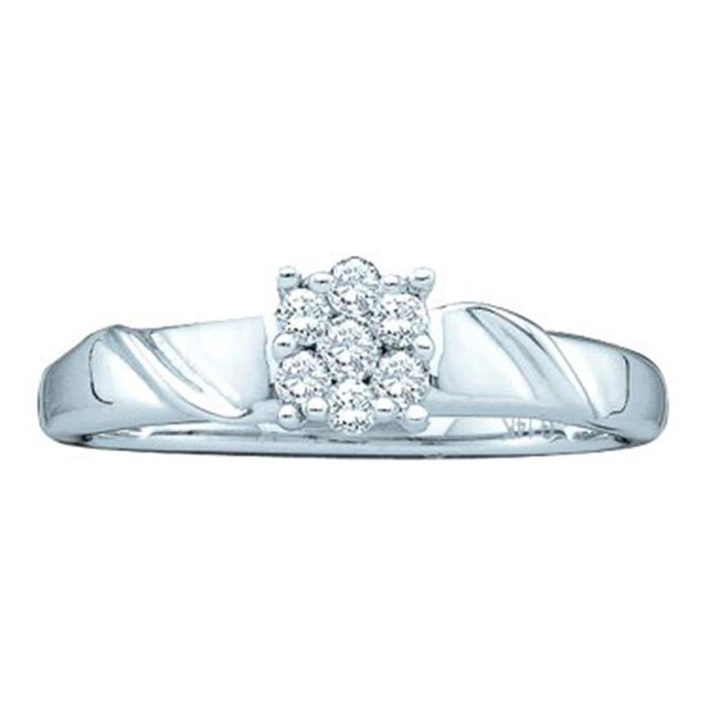 14k White Gold Diamond Bridal Engagement Ring 1/5 Cttw