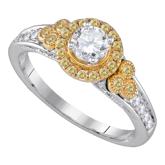 14k White Gold Round Diamond Solitaire Bridal Engagement Ring 3/4 Cttw