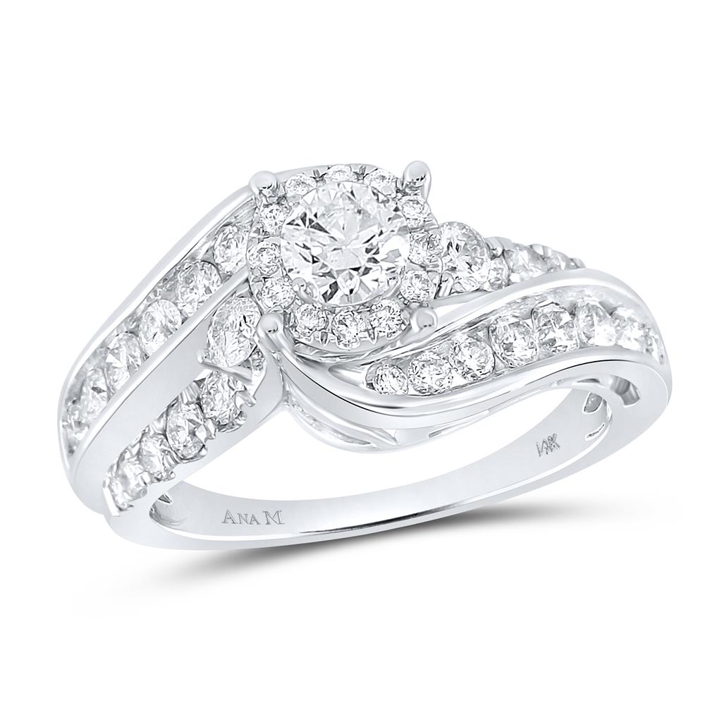 14k White Gold Round Diamond Bridal Engagement Ring 1-1/2 Ctw (Certified)