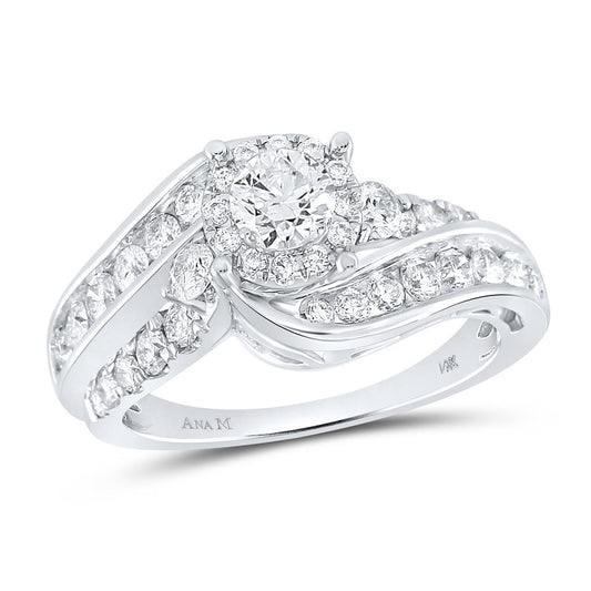 14k White Gold Round Diamond Bridal Engagement Ring 1-1/2 Ctw (Certified)
